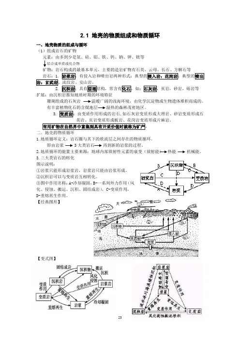 【知识点】第二单元第一节地壳的物质组成与物质循环湘教版必修一