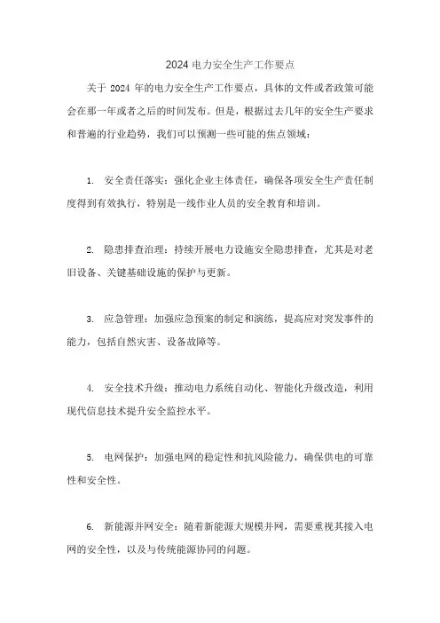 2024电力安全生产工作要点