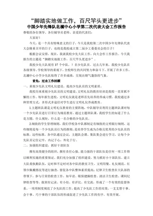 第二次少代会工作报告