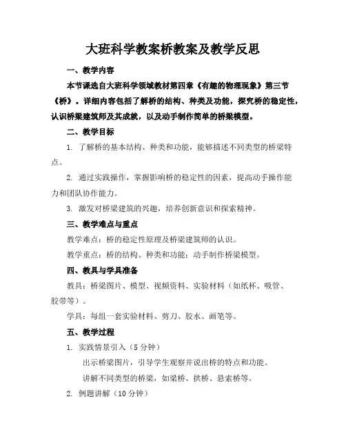 大班科学教案桥教案及教学反思