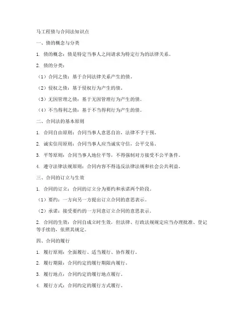 马工程债与合同法知识点