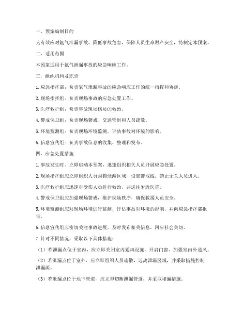 氩气应急响应预案