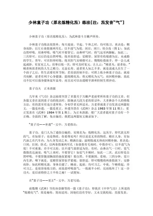 少林童子功(原名炼精化炁)练法[注：炁发音“气”]