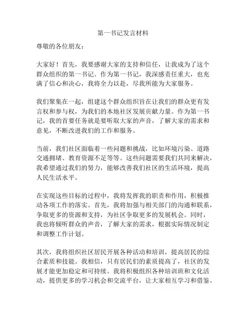 第一书记发言材料