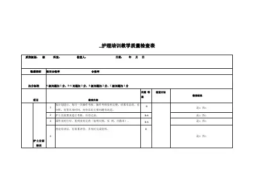 护理培训教学质量检查表