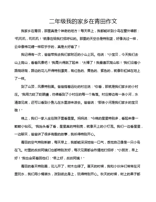 二年级我的家乡在青田作文