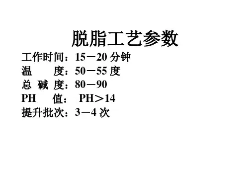 涂装前处理工艺参数