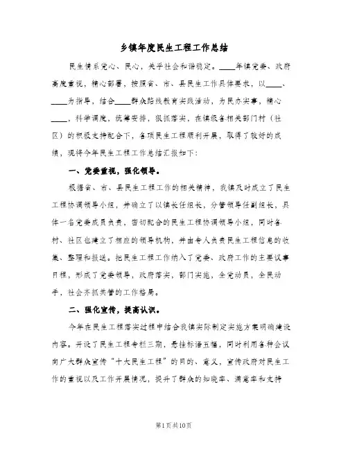 乡镇年度民生工程工作总结(二篇)
