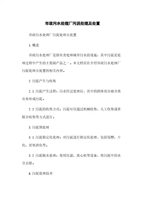 市政污水处理厂污泥处理及处置