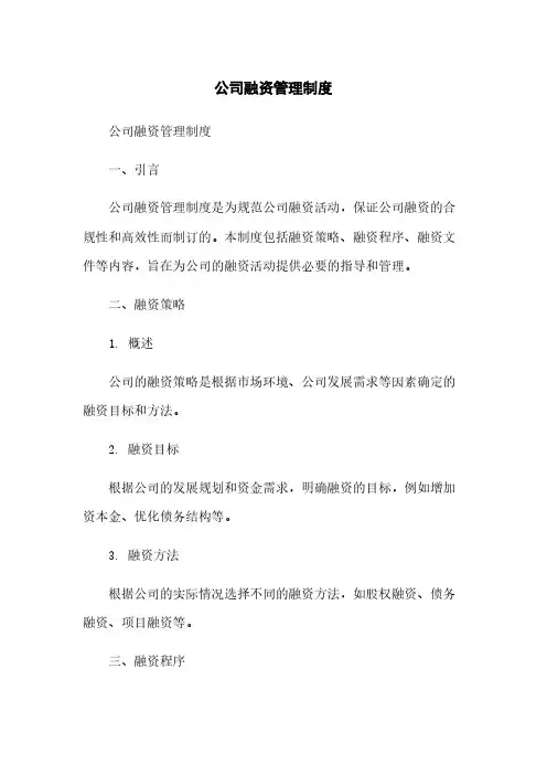 公司融资管理制度