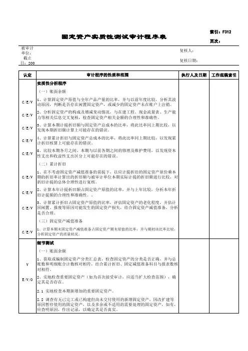 进一步审计程序-采购与付款循环科目