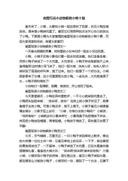 看图写话小动物解救小鸭十篇