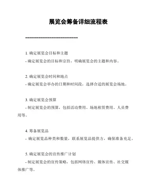 展览会筹备详细流程表