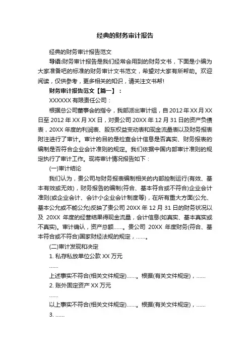 经典的财务审计报告