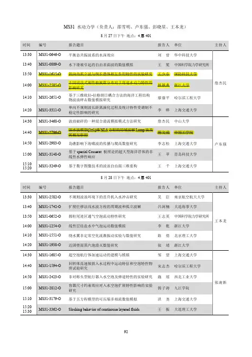 MS31水动力学(负责人邵雪明、卢东强、彭晓星、王本龙)