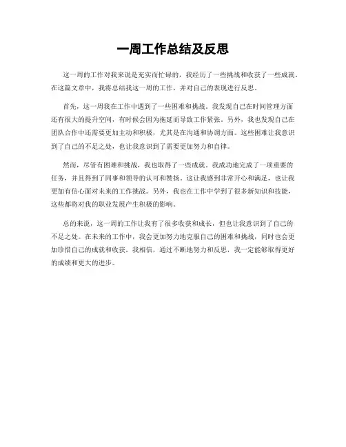 一周工作总结及反思
