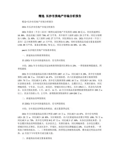 精选 长沙市房地产市场分析报告