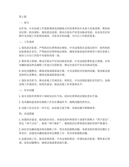 中央巡视工作总结范文(3篇)