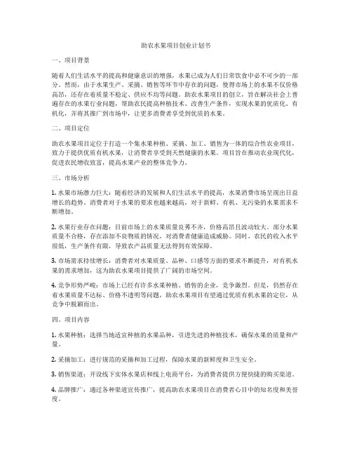 助农水果项目创业计划书