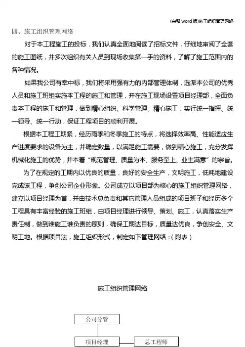 (完整word版)施工组织管理网络