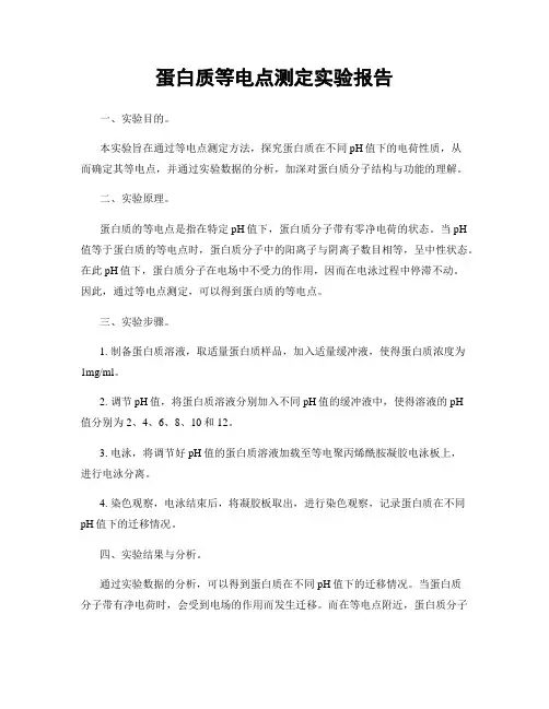 蛋白质等电点测定实验报告