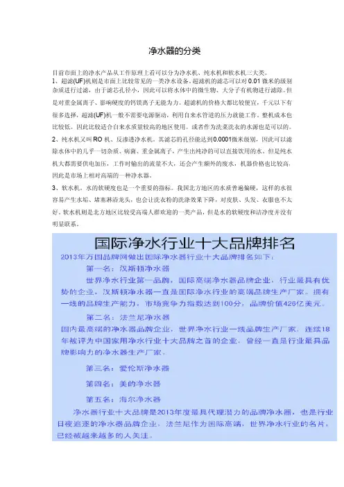 净水器的分类