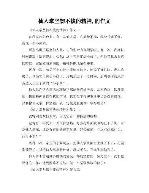 仙人掌坚韧不拔的精神,的作文