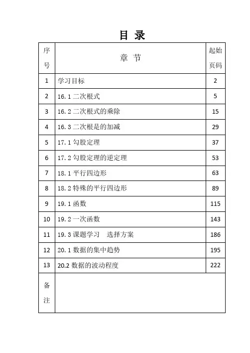 八年级下(初二下)数学全册导学案