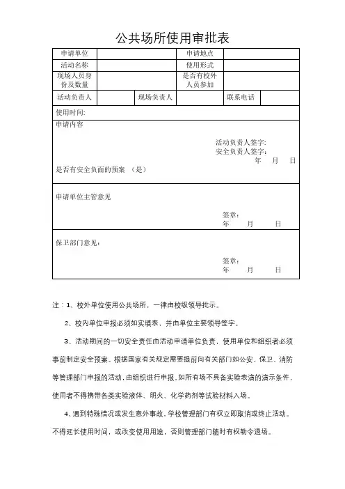 公共场所使用审批表【模板】