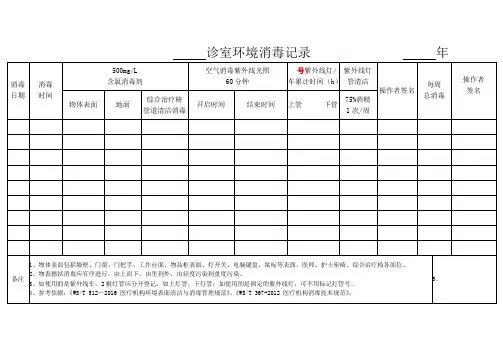 口腔门诊诊室环境消毒记录 