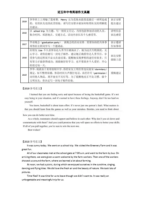 长沙中考英语作文真题及参考范文
