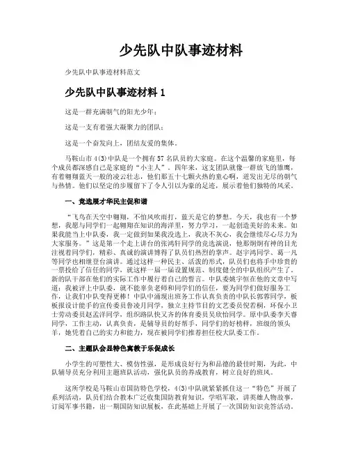少先队中队事迹材料