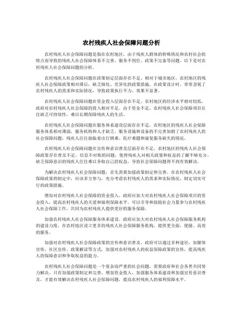农村残疾人社会保障问题分析