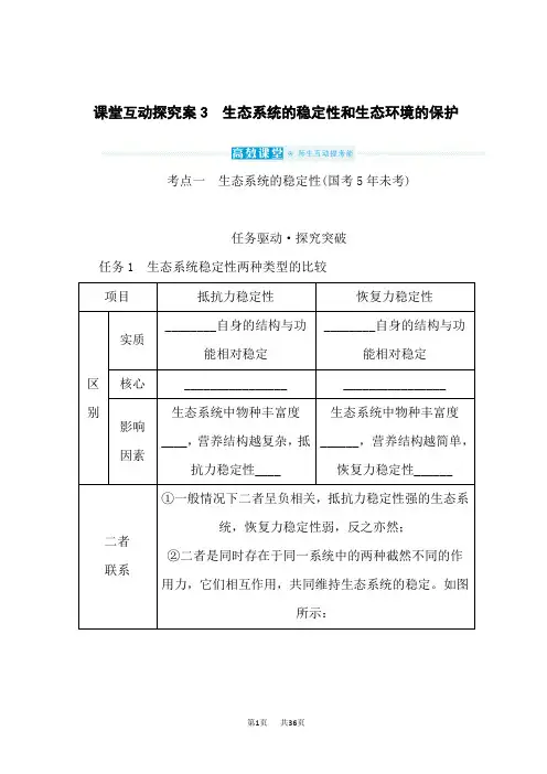 高考生物复习 课堂互动探究案3 生态系统的稳定性和生态环境的保护