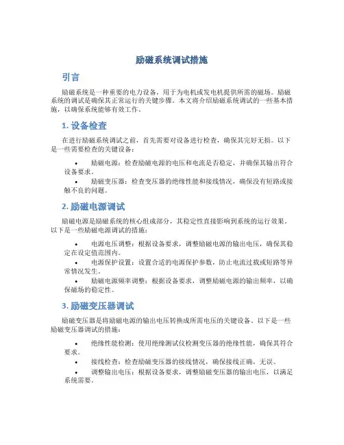 励磁系统调试措施