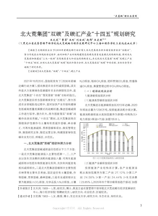北大荒集团“双碳”及碳汇产业“十四五”规划研究