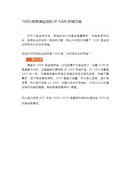 1000路高清监控的IP-SAN存储方案