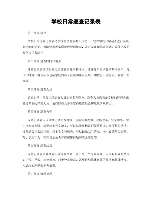 学校日常巡查记录表
