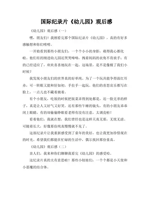国际纪录片《幼儿园》观后感