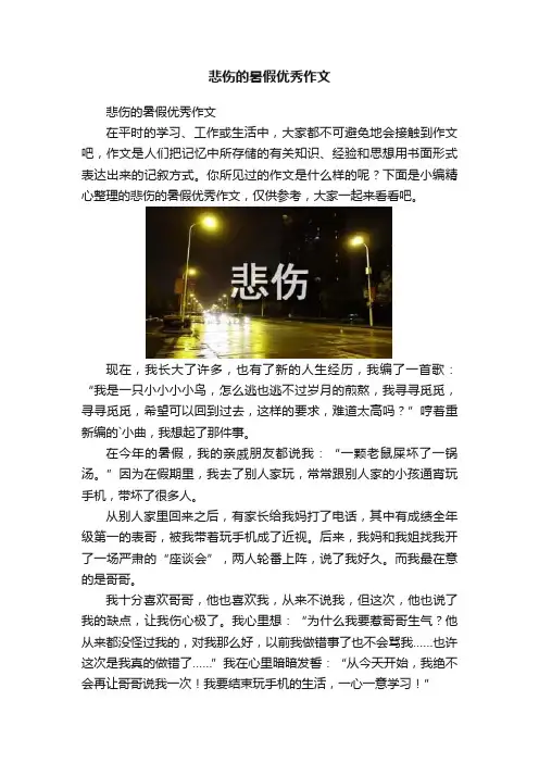 悲伤的暑假优秀作文