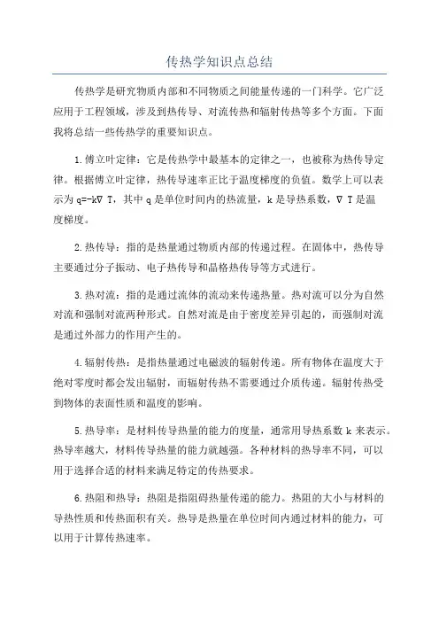 传热学知识点总结