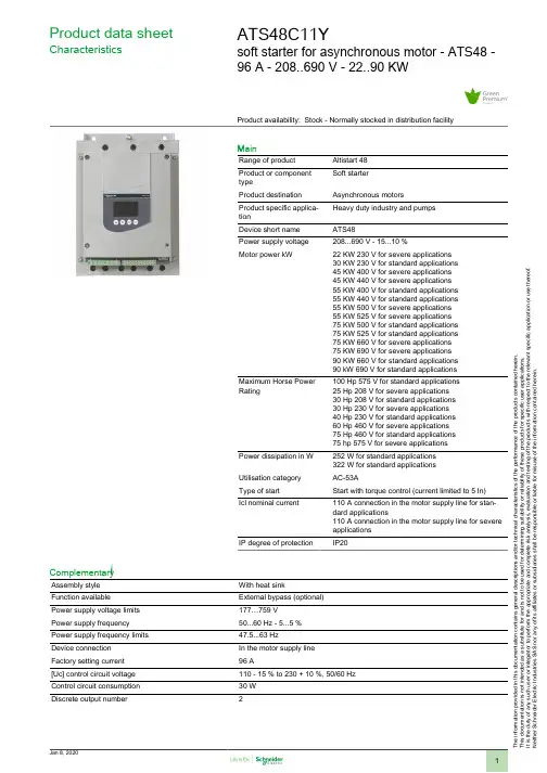 Schneider Electric ATS48C11Y软启动器用户指南说明书