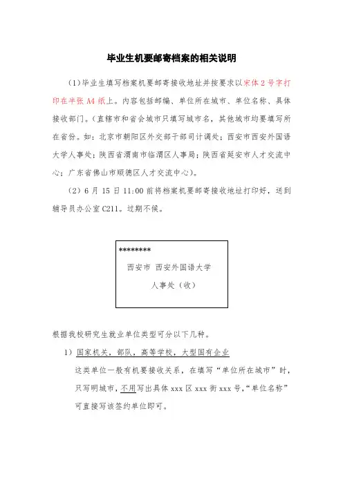 毕业生机要邮寄档案的相关说明【模板】