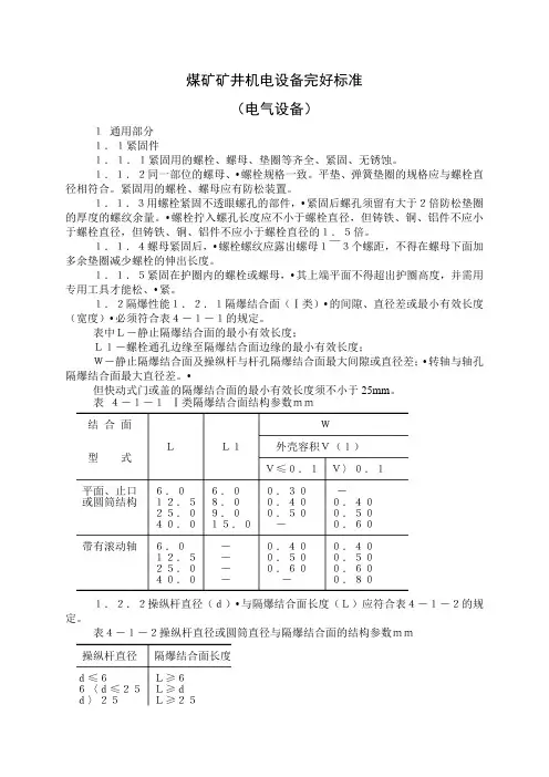 煤矿矿井机电设备完好标准(87版)