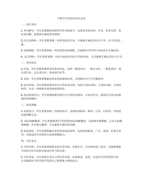 中职升学英语知识点总结