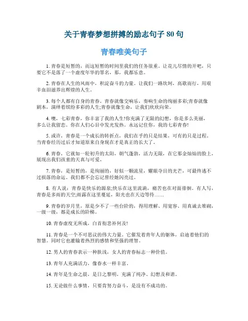 关于青春梦想拼搏的励志句子80句