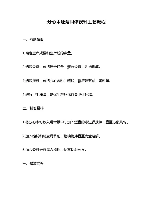 分心木速溶固体饮料工艺流程