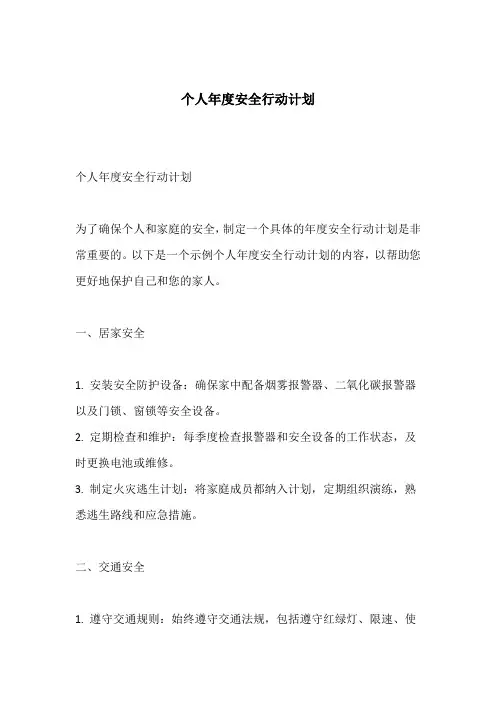 个人年度安全行动计划