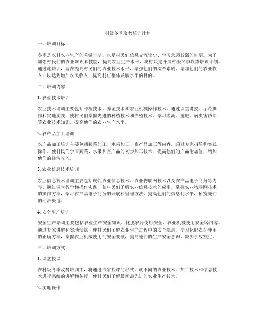 村级冬季攻势培训计划