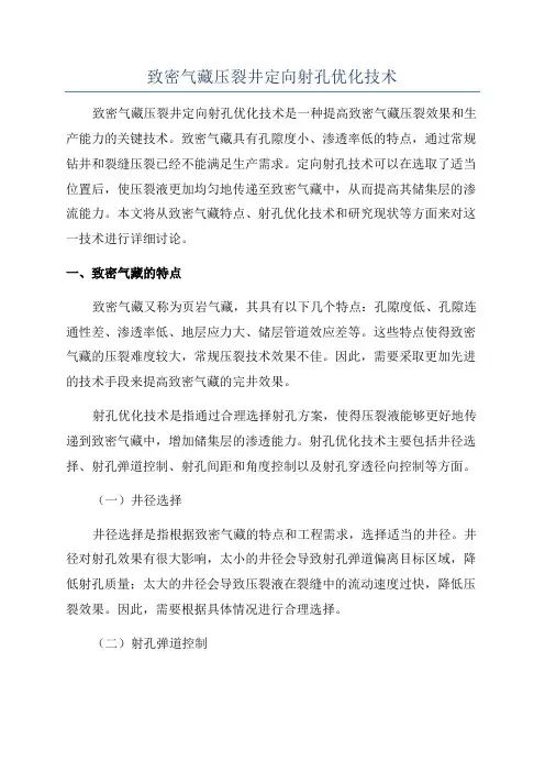 致密气藏压裂井定向射孔优化技术